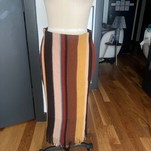 Zara Brown and Orange Maxi Pencil Skirt